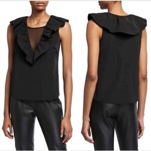 Amanda Uprichard Black Ruffle Top